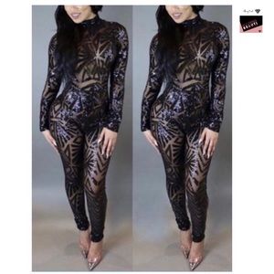 Black Sequin Jumpsuit